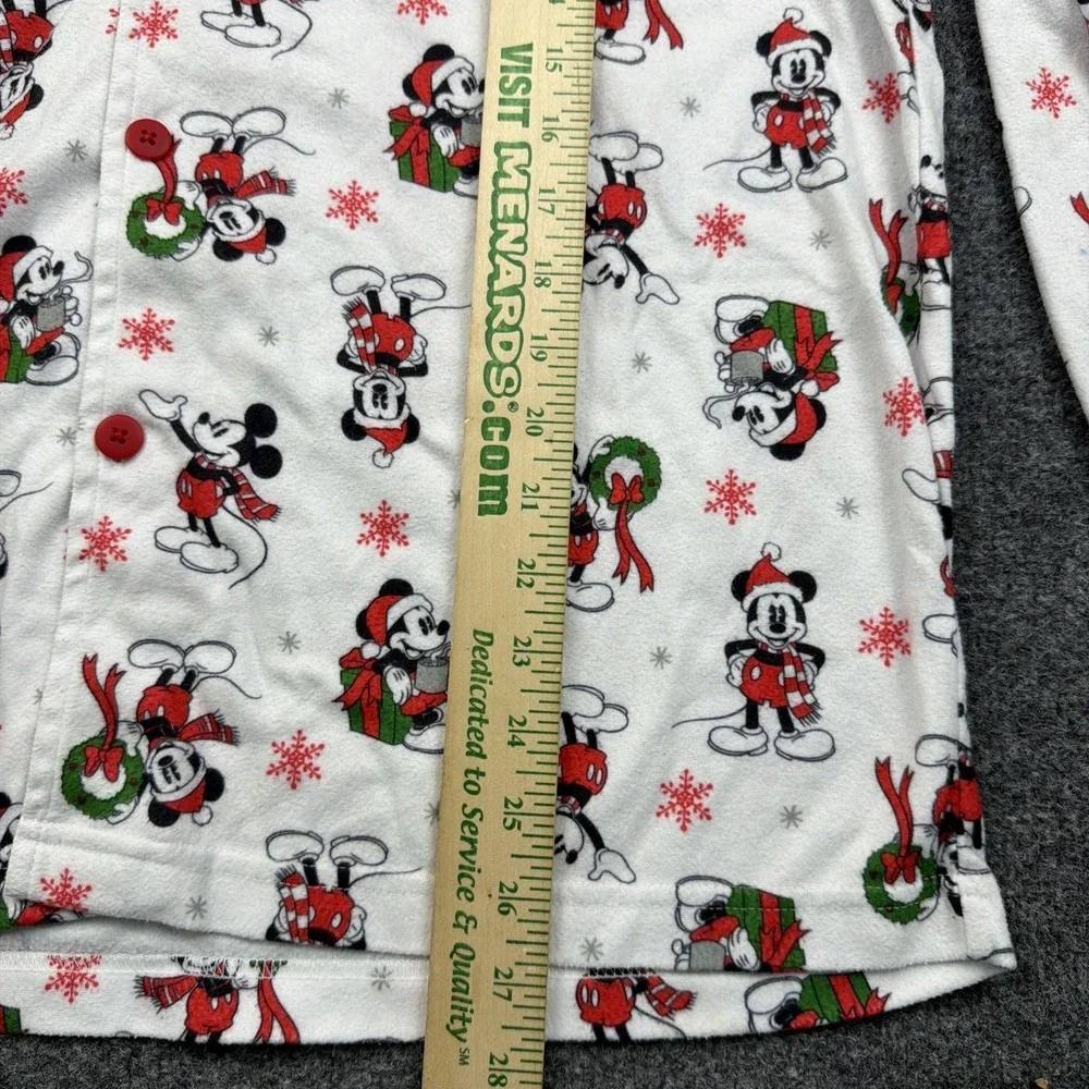 Mens Large Pajama Top Button Front jams Santa Mickey Mouse Christmas - Picture 4 of 5